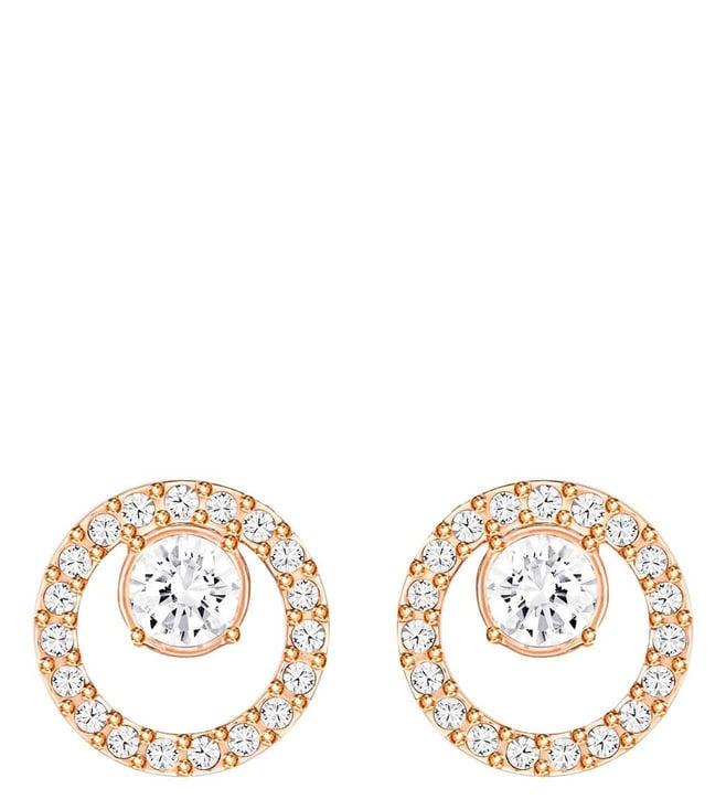 swarovski white rose gold-tone plated circle creativity stud earrings