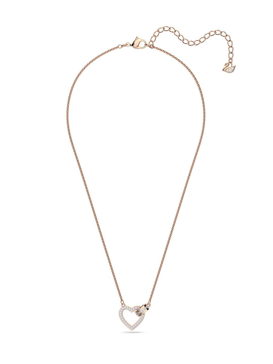 swarovski white rose-gold tone plated lovely necklace heart