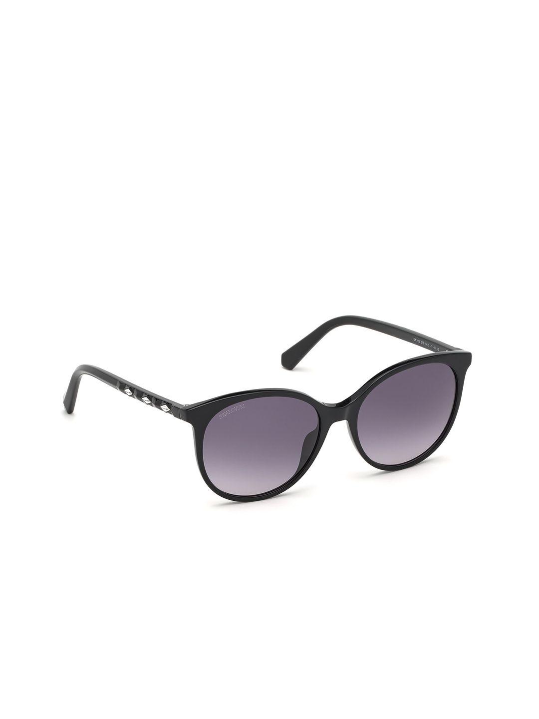 swarovski women grey lens & black cateye sunglasses with uv protected lens sk0223 56 01b