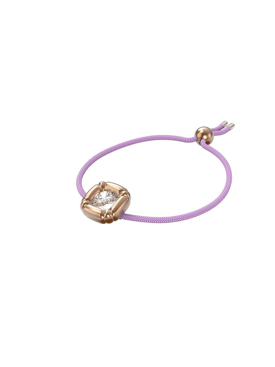 swarovski women purple & gold-toned crystals rose gold-plated wraparound bracelet