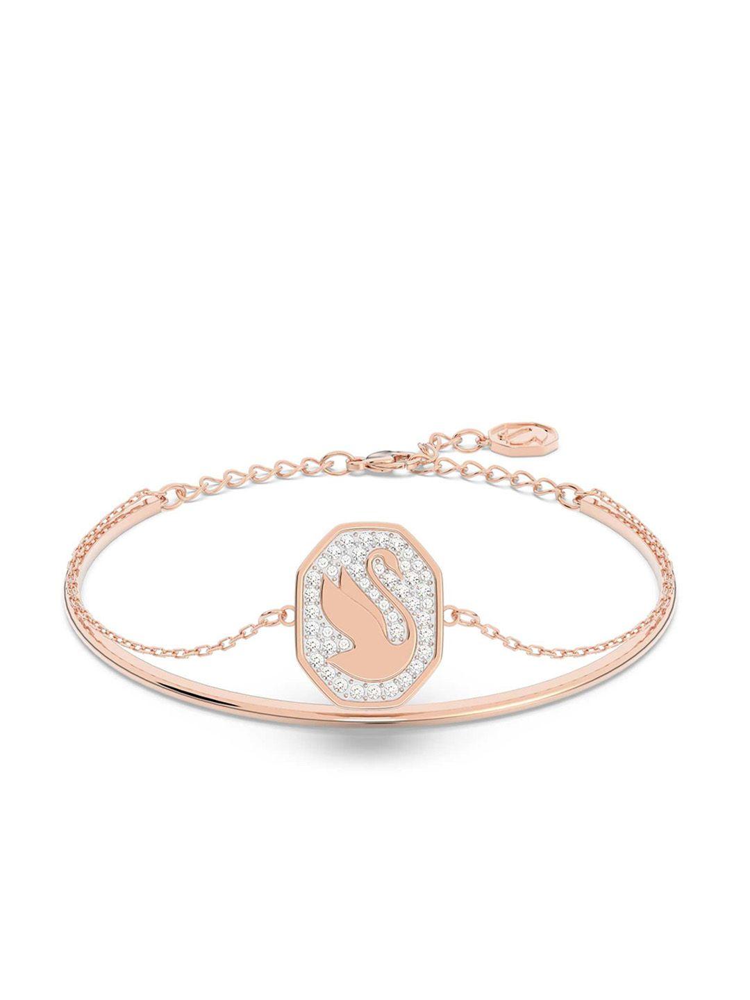 swarovski women rose gold plated & white bangle-style bracelet