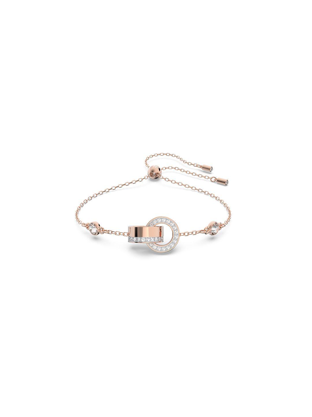 swarovski women white & rose gold crystals rose gold-plated link bracelet