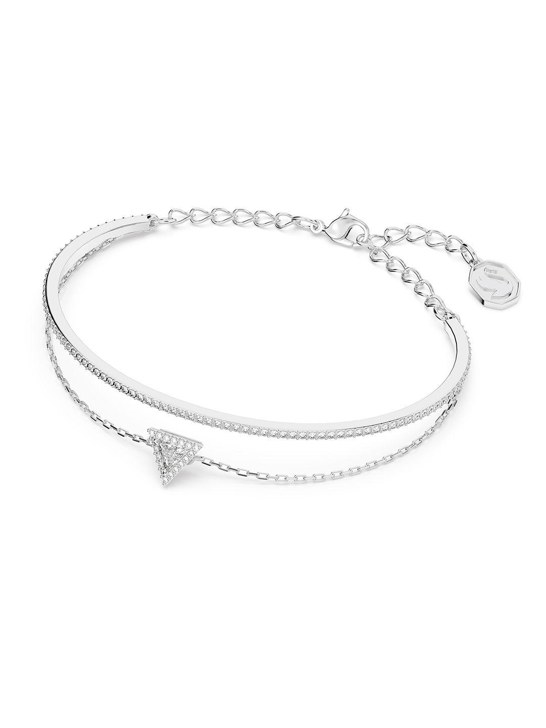 swarovski women white crystals rhodium-plated link bracelet