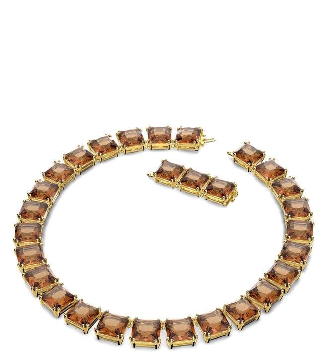 swarovski yellow gold-tone plated square cut millenia necklace