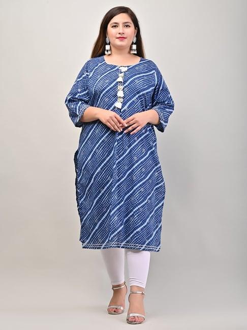 swasti blue cotton printed straight kurta