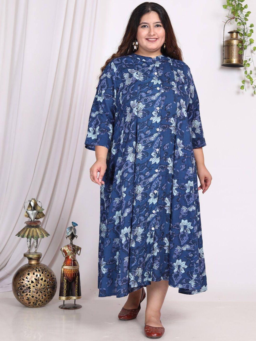 swasti blue floral print puff sleeve maxi dress