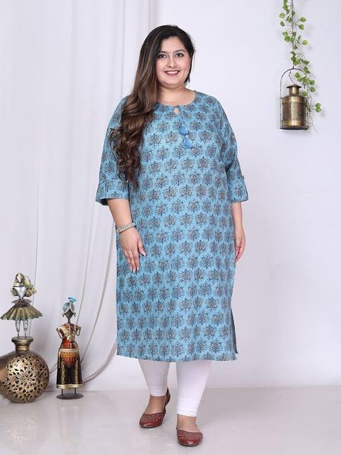 swasti blue printed straight kurta