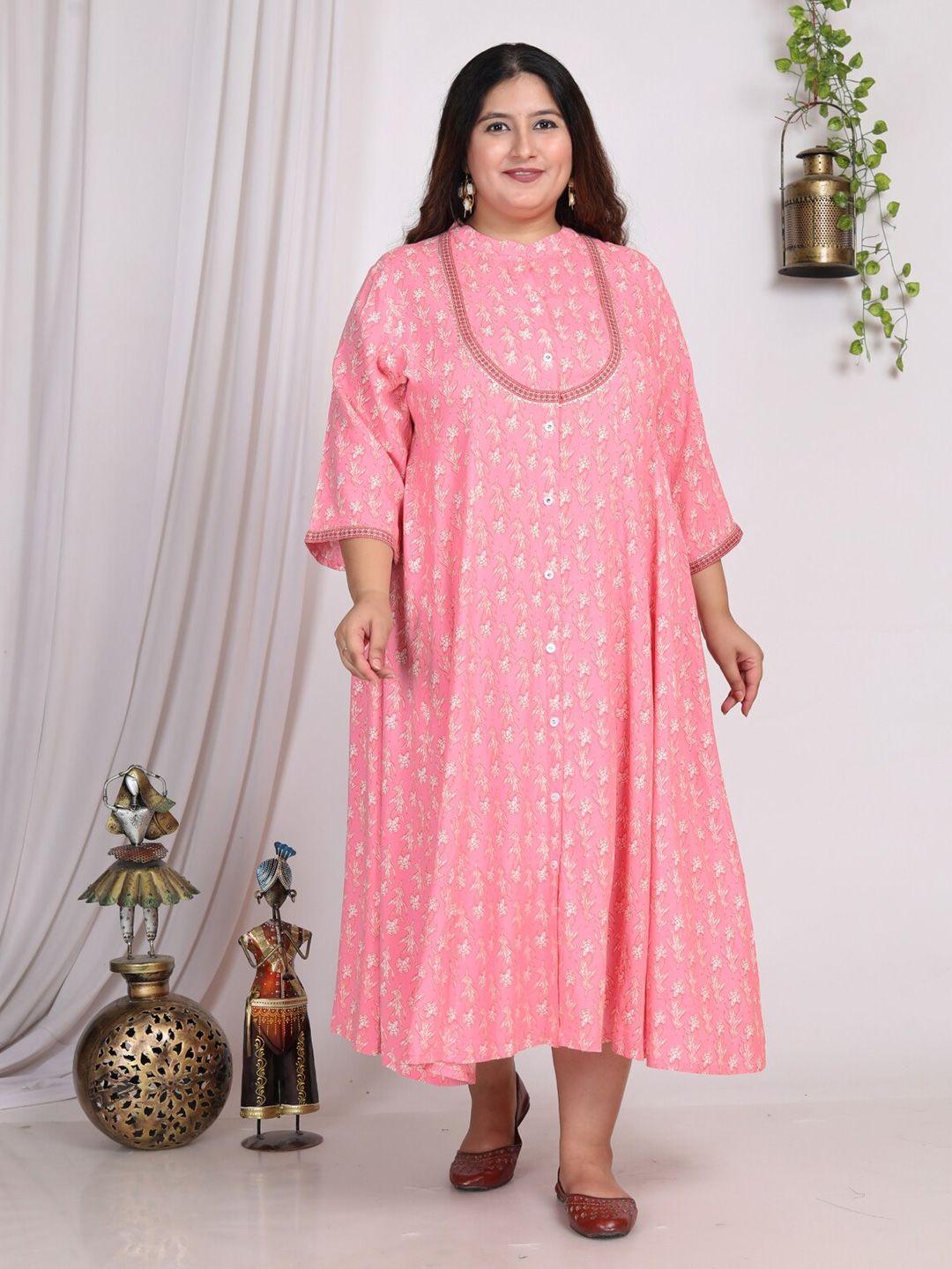 swasti pink floral print maxi dress