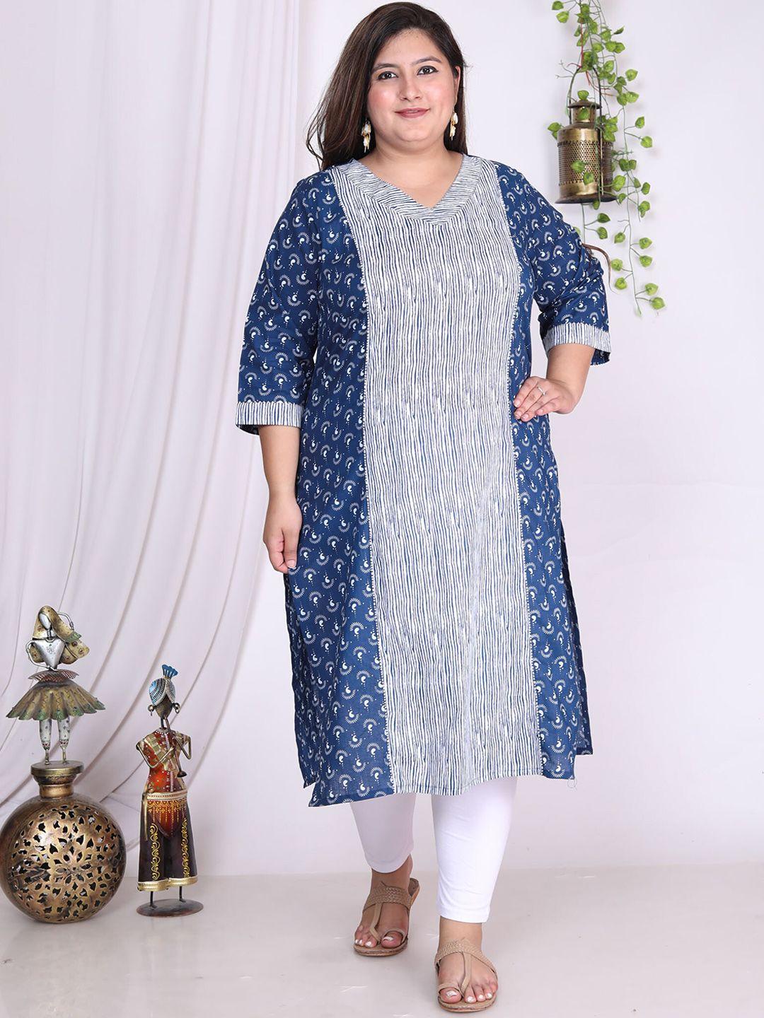 swasti plus size ethnic motifs printed cotton kurta