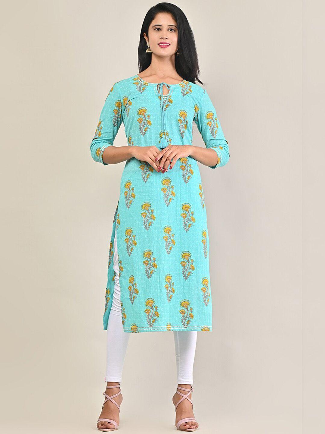 swasti tie-up neck ethnic motifs printed pure cotton kurta