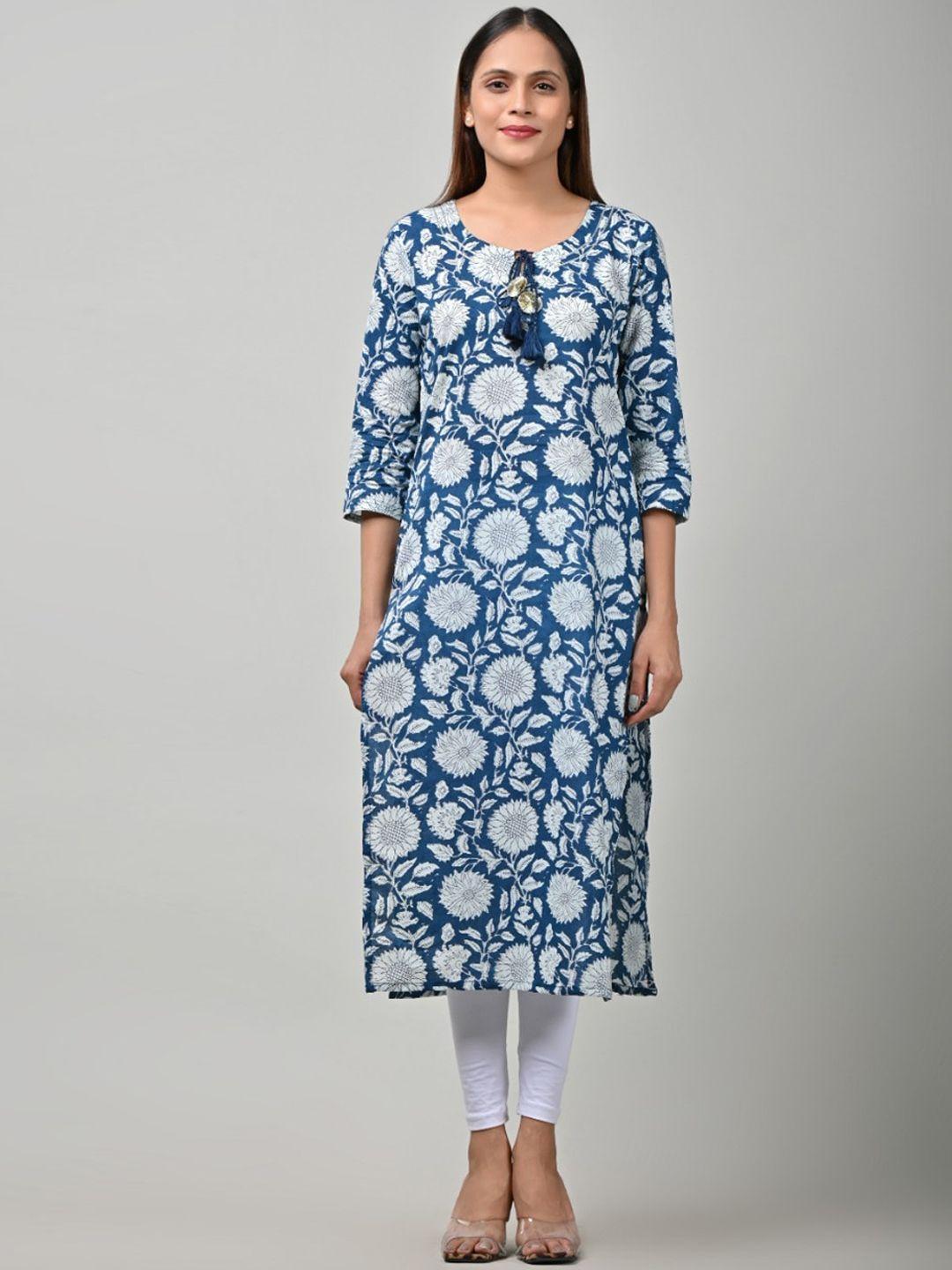 swasti women blue floral printed floral kurta