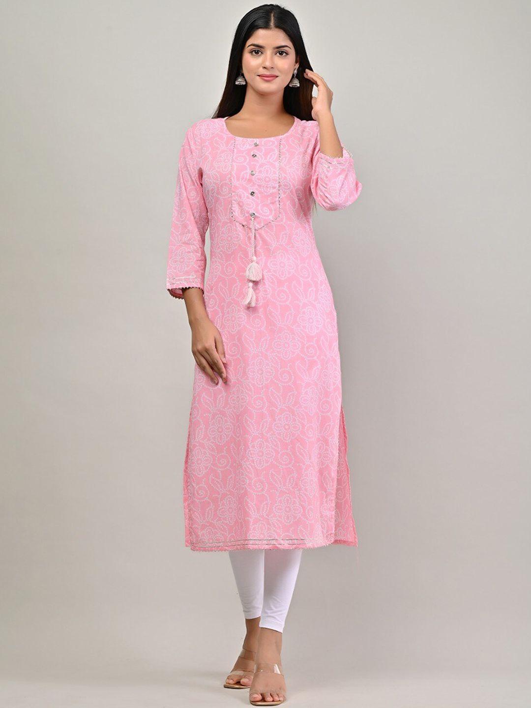 swasti women pink bandhani gotta patti kurta