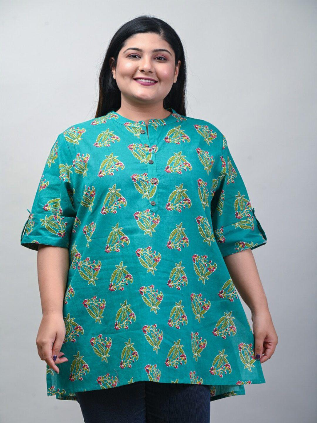 swasti women plus size floral printed pure cotton kurti