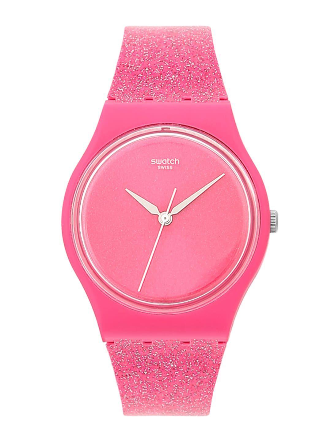 swatch holiday collection women pink dial & pink straps analogue watch