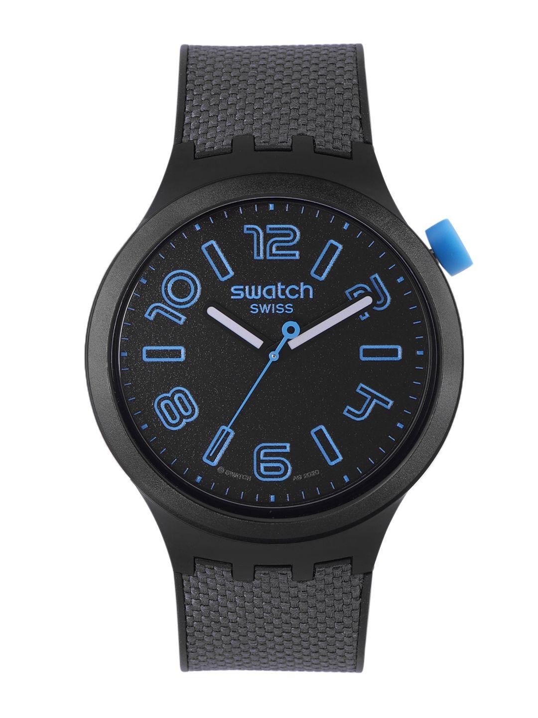 swatch men black analogue watch so27b118