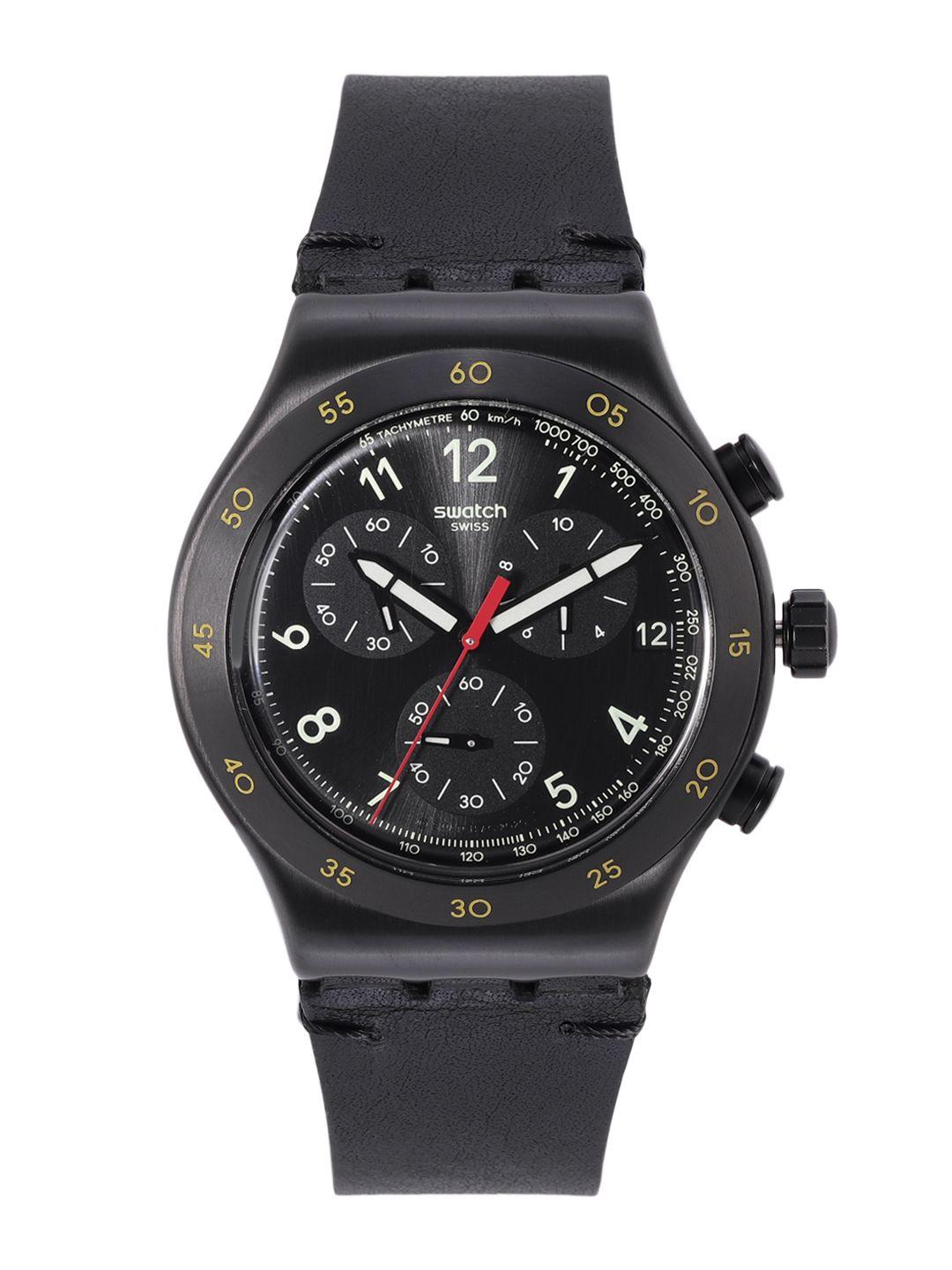 swatch men black swiss made vidi water resistant chronograph watch yvb410