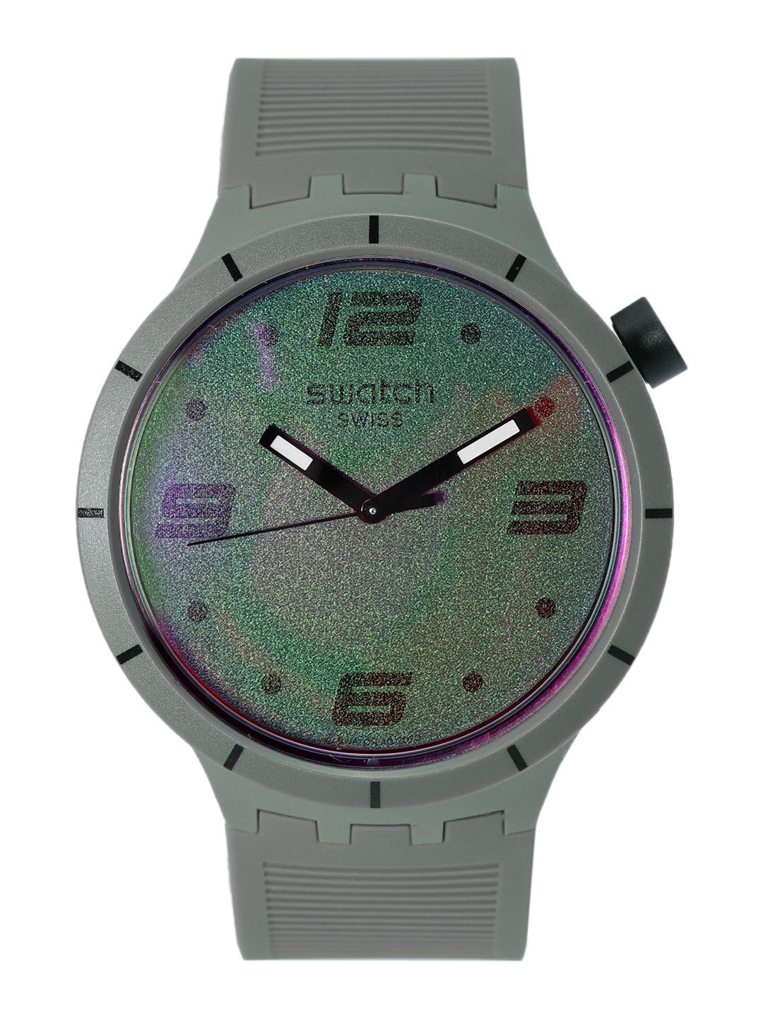 swatch men olive green water resistant analogue watch so27m105