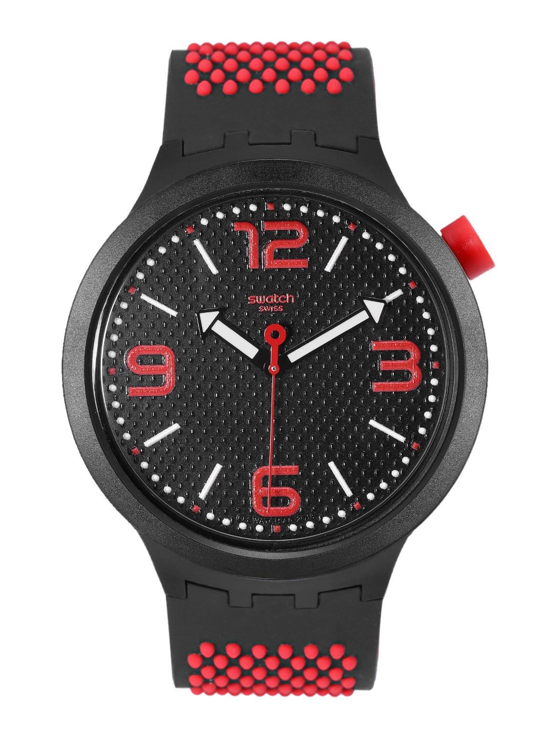 swatch unisex black swiss made analogue watch so27b102