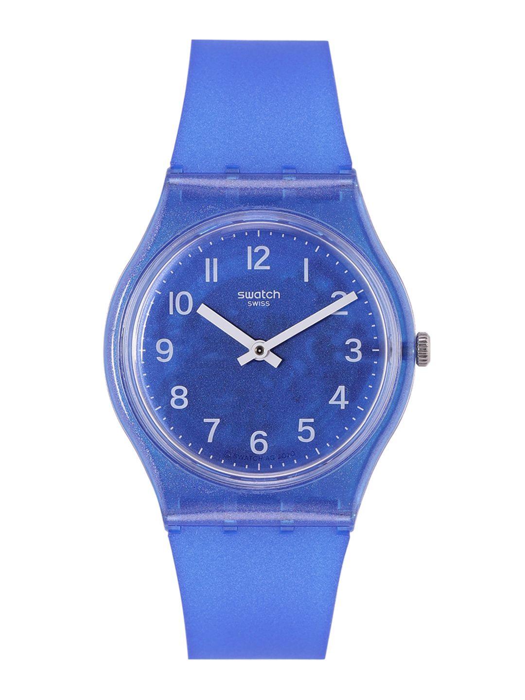 swatch unisex blue analogue shock resistant watch gl124