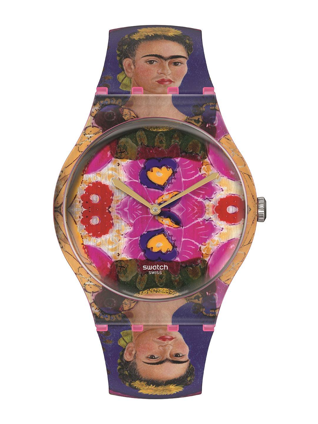 swatch unisex printed dial & straps analogue watch suoz341