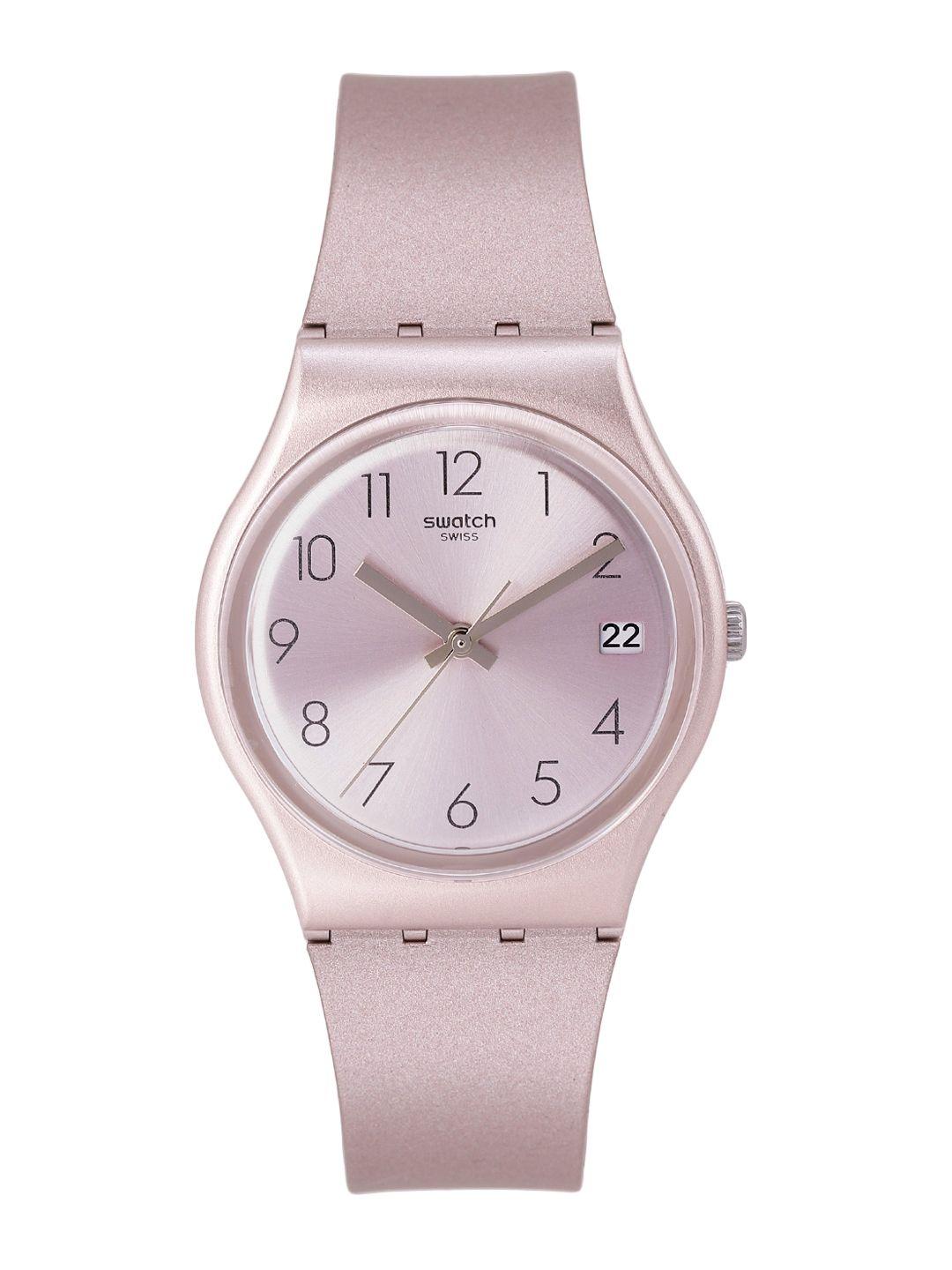 swatch corerefresh unisex pink water resistant analogue watch gp403