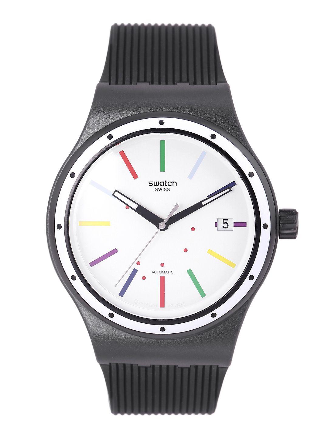 swatch iloveyourfolk unisex white water resistant analogue watch sutb408