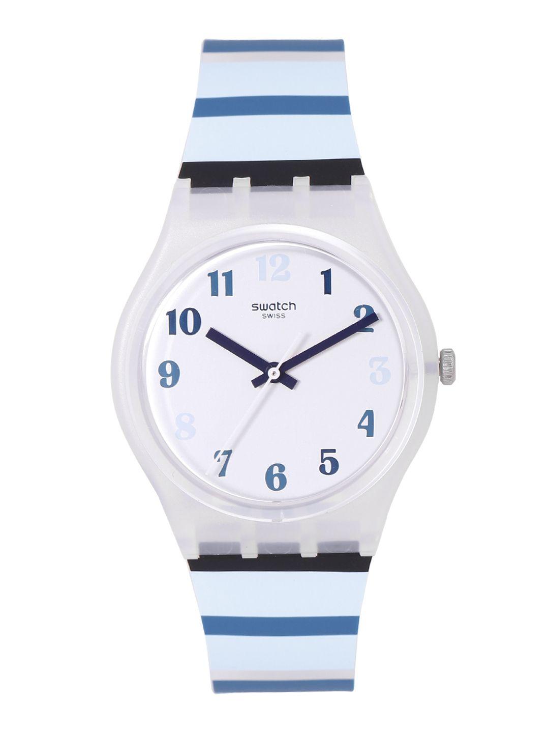 swatch listentome unisex white water resistant analogue watch ge275