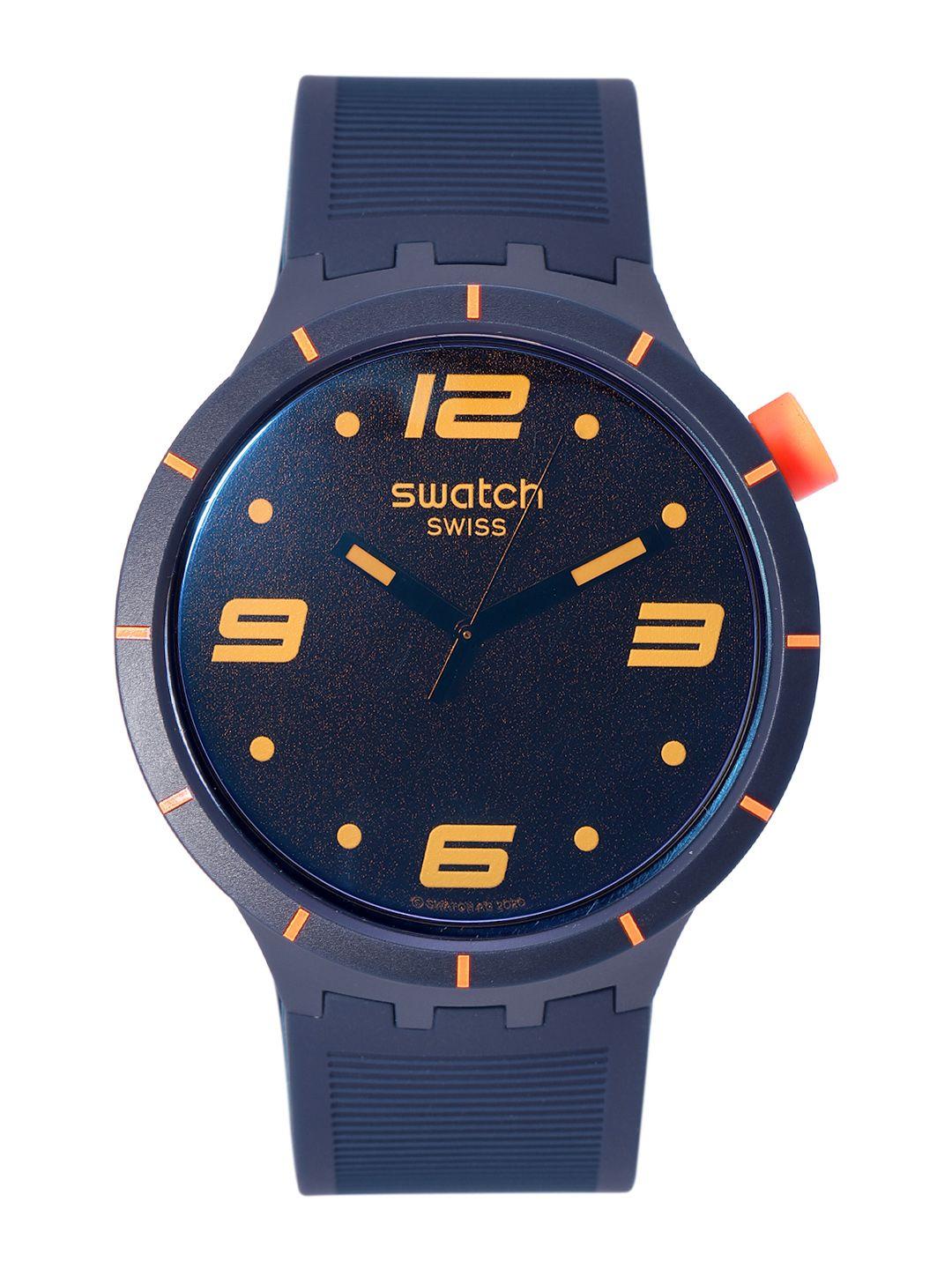 swatch men navy blue water resistant analogue watch so27n110