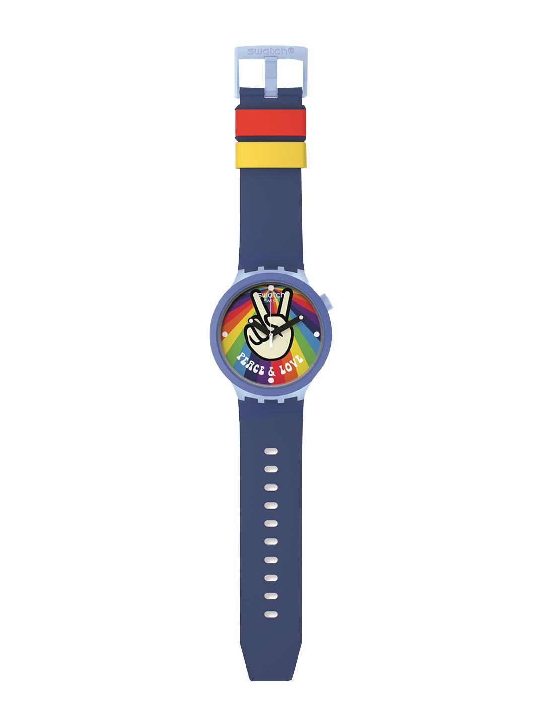 swatch printed dial & straps analogue watch sb03n105