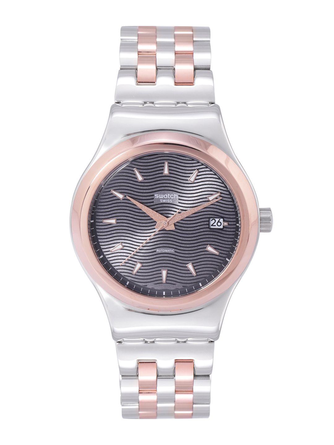 swatch sistem51irony unisex metallic water resistant analogue watch yis405g