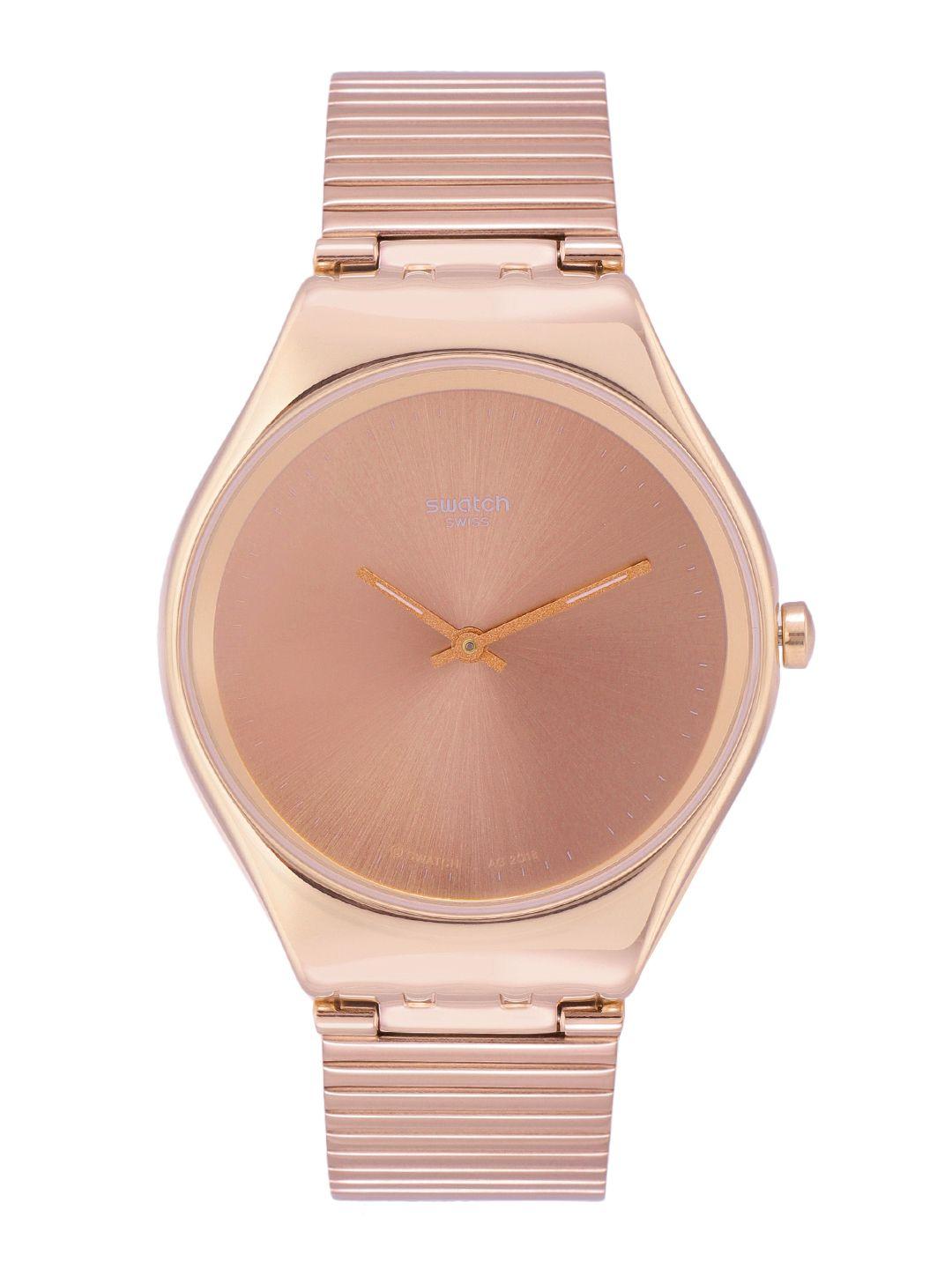 swatch skinirony unisex rose gold water resistant analogue watch syxg101gg