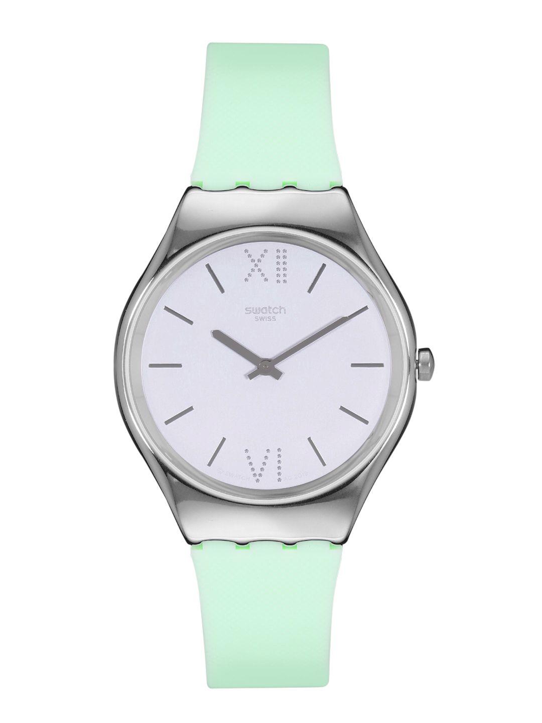 swatch skinirony women white analogue watch syxs125