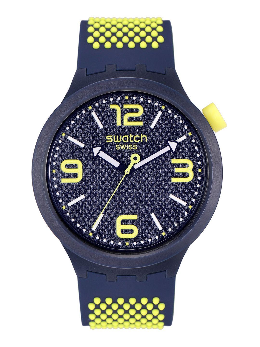 swatch swatchbigbold unisex navy blue water resistant analogue watch so27n102