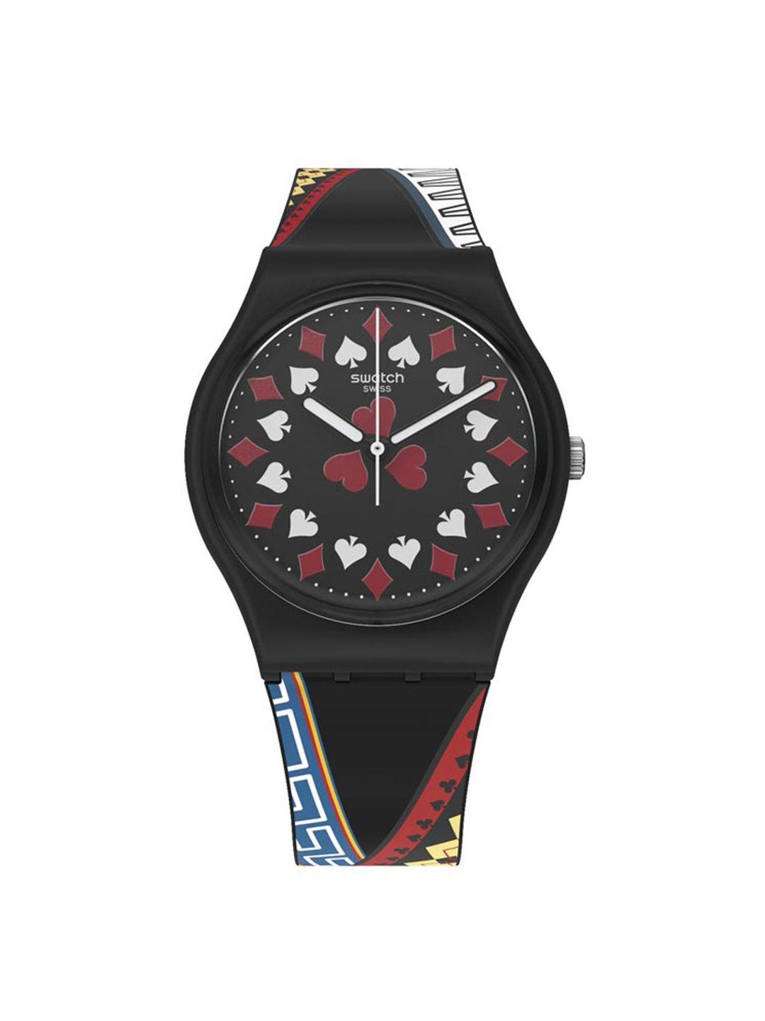 swatch unisex black water resistant analogue watch gz340