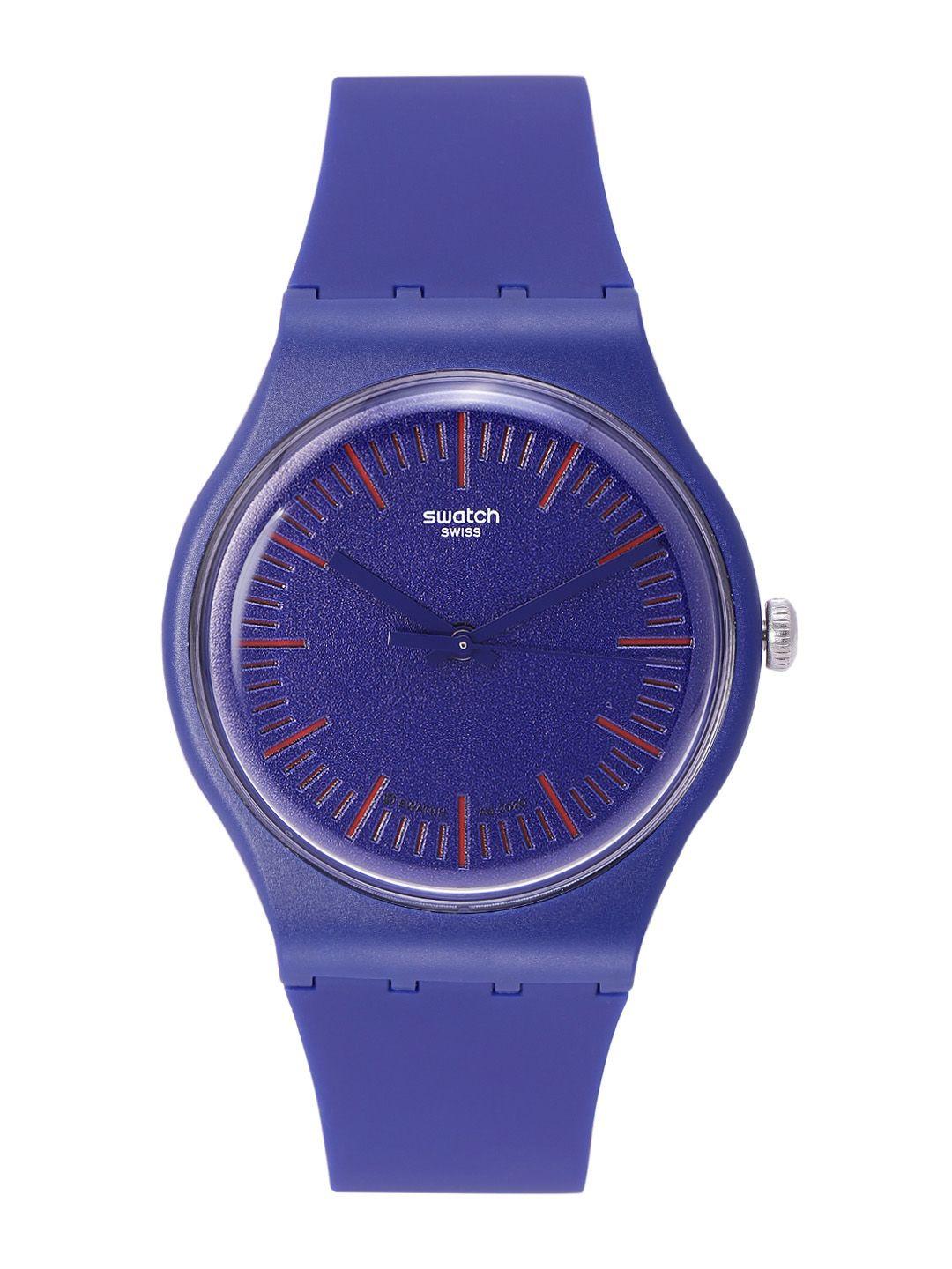 swatch unisex blue analogue watch suon146