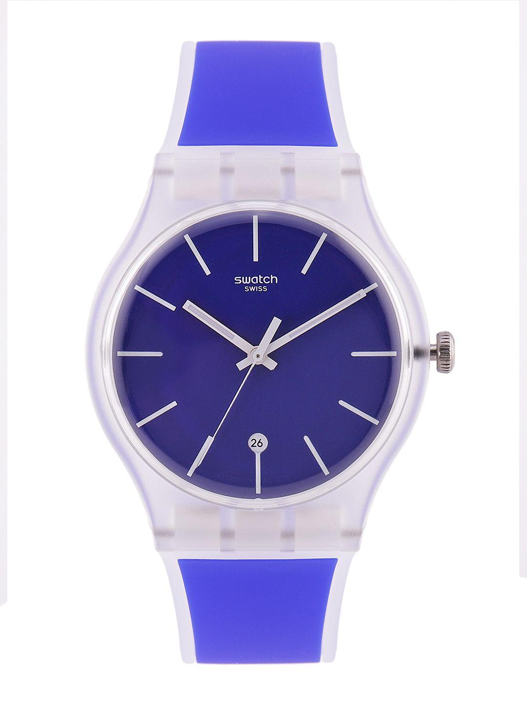 swatch unisex blue swiss made analogue watch so29k400