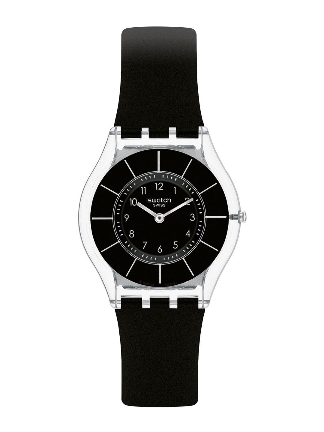 swatch unisex embellished dial & ceramic straps analogue watch ss08k103