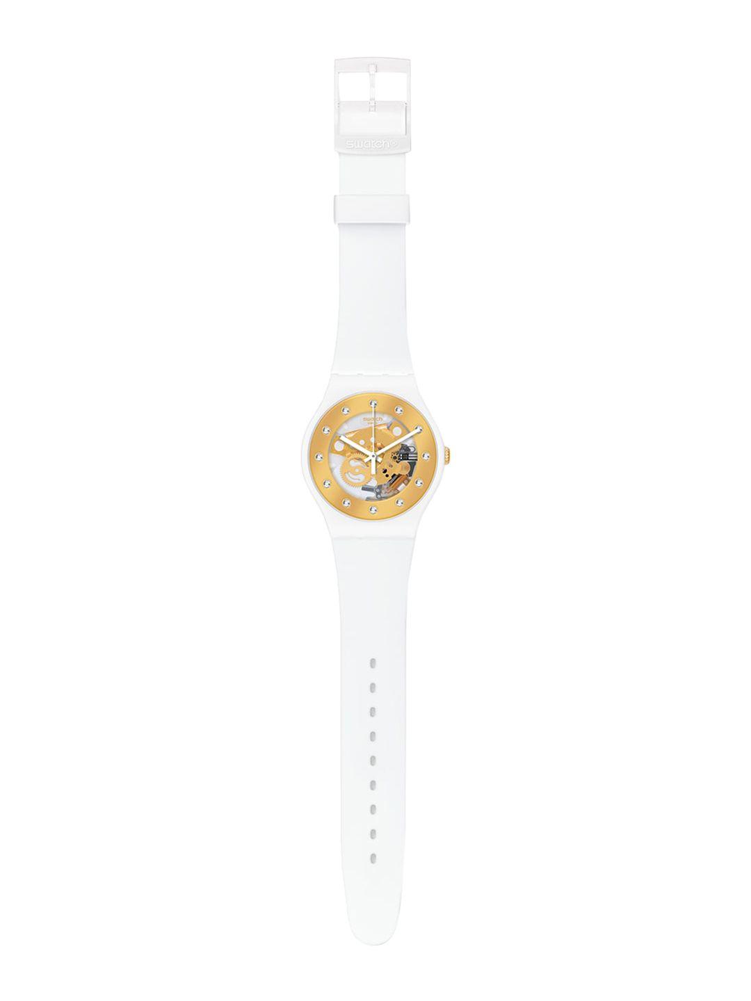 swatch unisex embellished dial & straps analogue watch suoz148