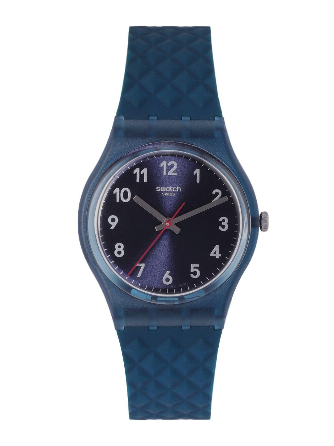 swatch unisex navy blue bluenel swiss water resistant analogue watch gn271