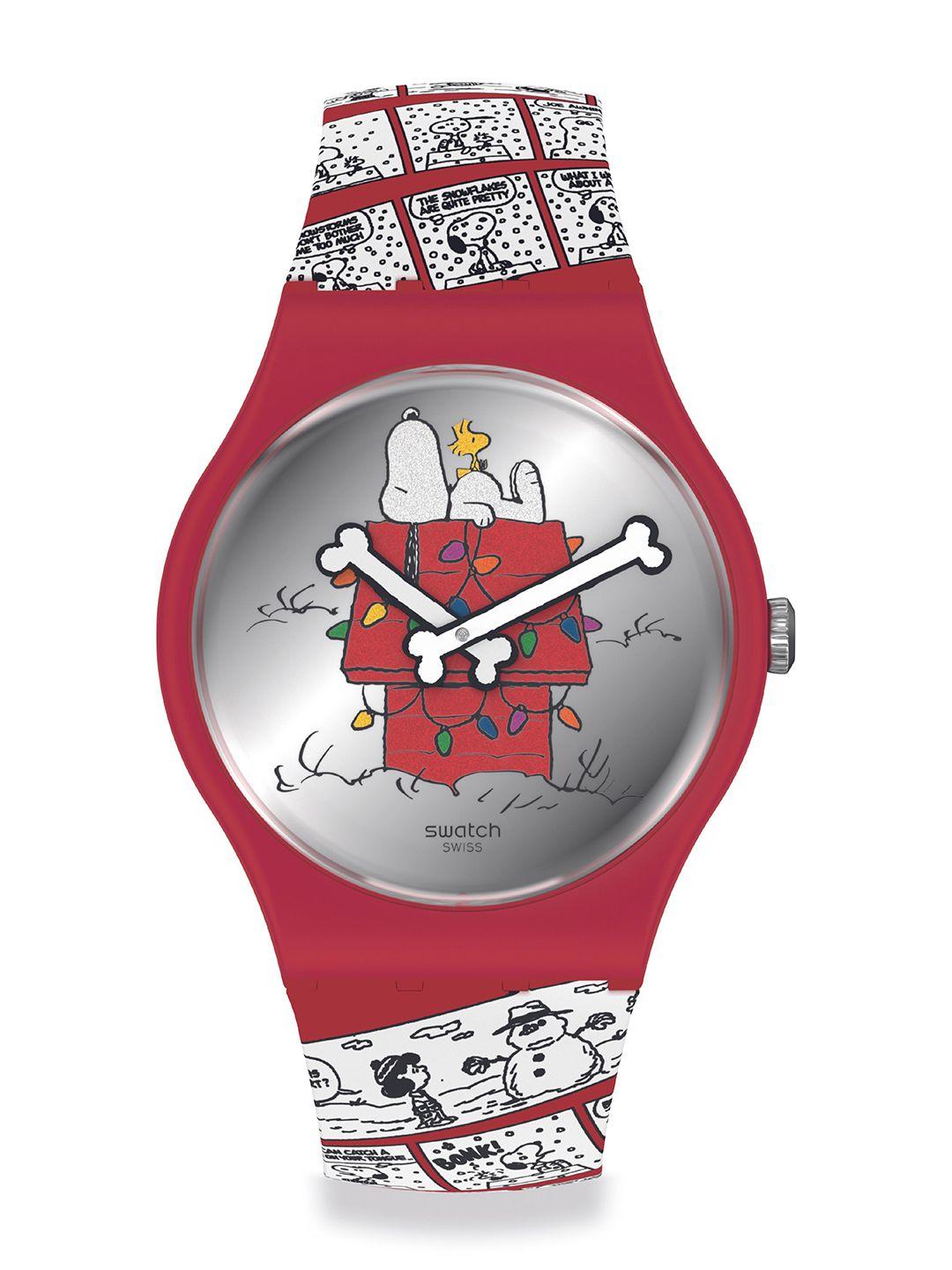 swatch unisex red dial & red straps analogue watch so29z109_a
