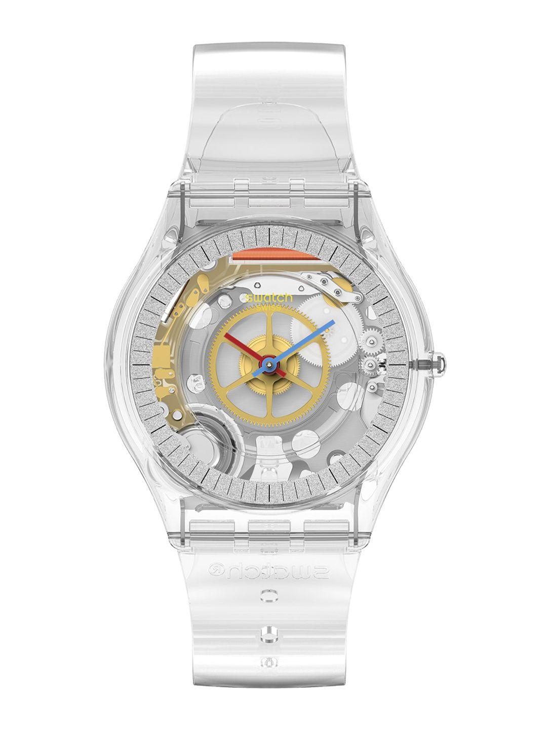 swatch unisex skeleton dial & straps analogue watch ss08k109