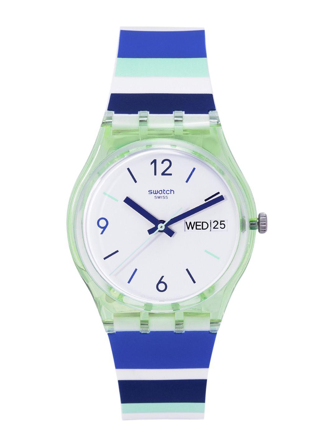 swatch unisex white analogue swiss made water resistant watch gg711