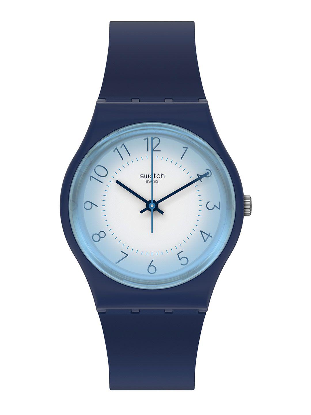 swatch white dial & blue straps analogue watch gn279