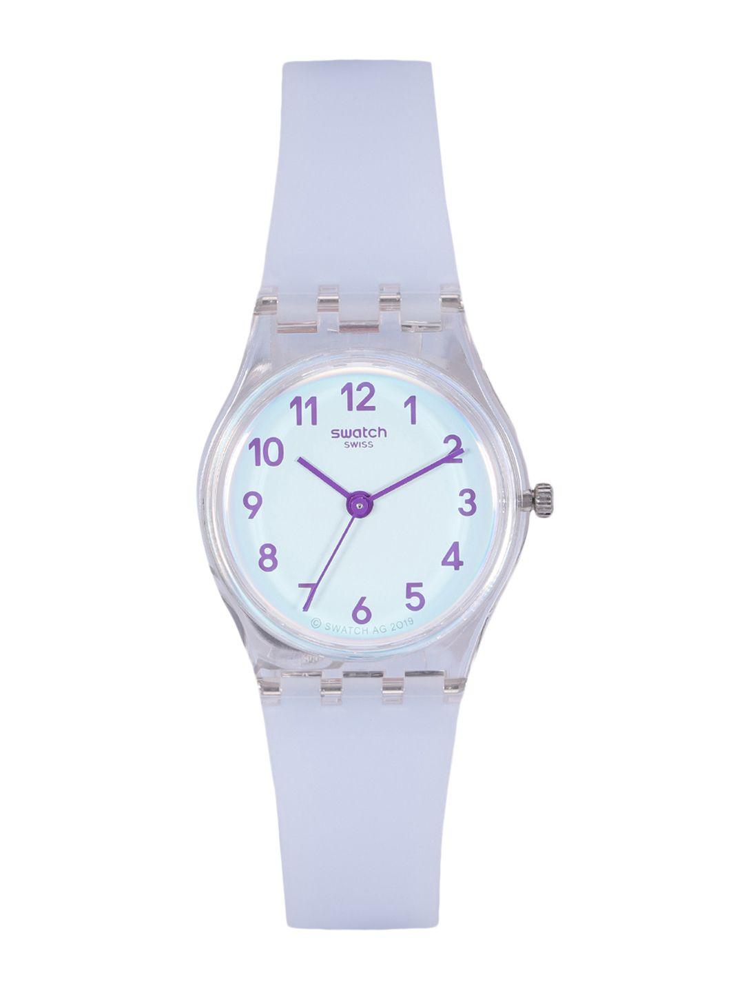 swatch women blue water resistant analogue swiss made watch lk396