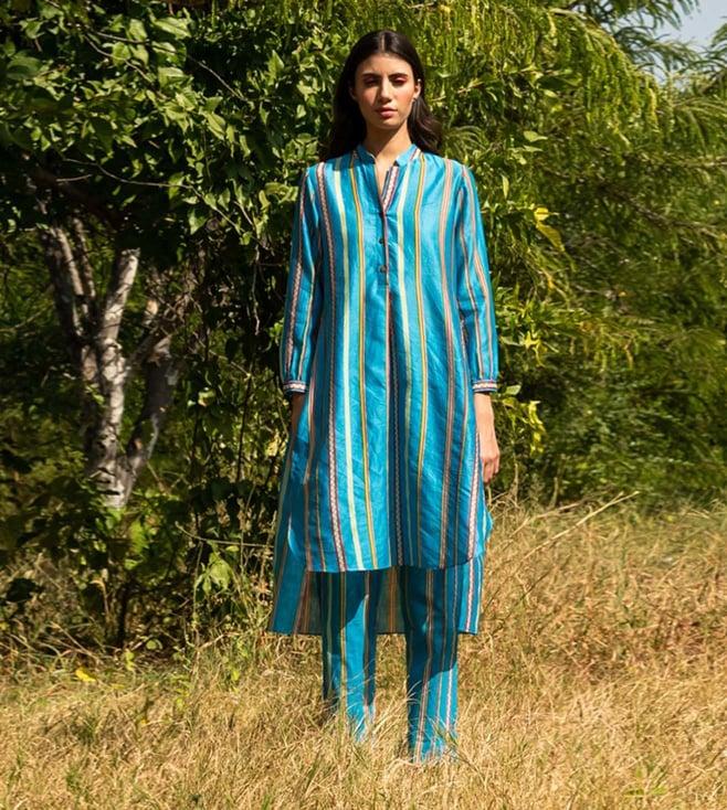 swati vijaivargie kamal stripe turquoise tunic