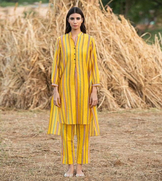 swati vijaivargie kamal stripe yellow tunic