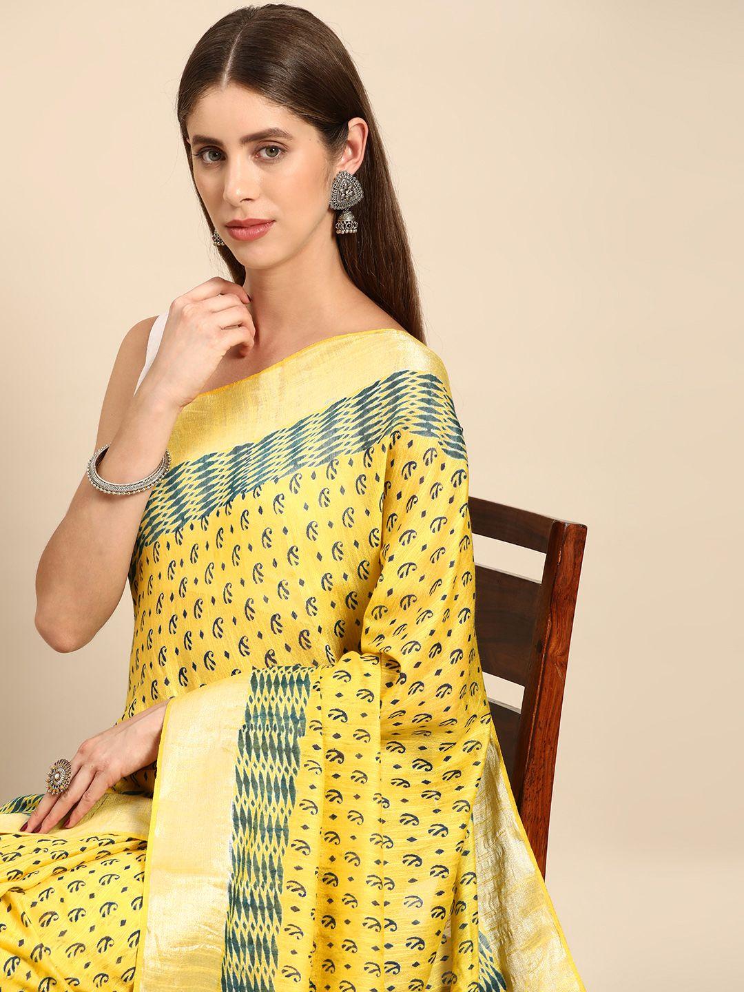 swatika ethnic motifs zari silk blend bhagalpuri saree