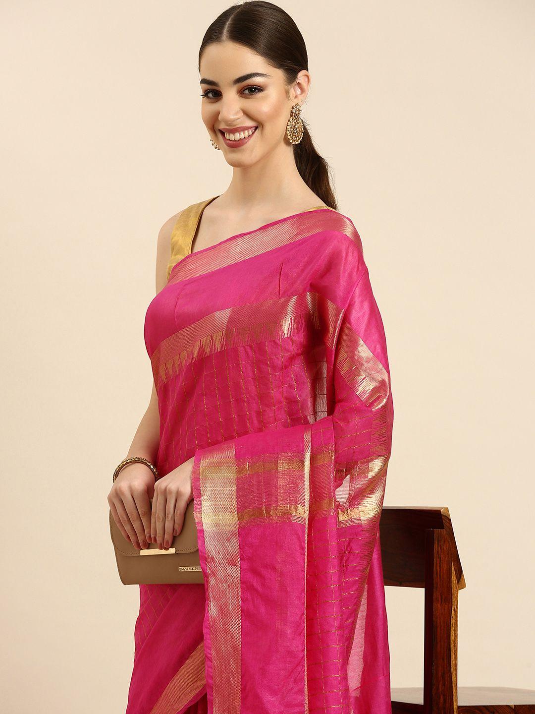 swatika woven design zari silk blend muga saree