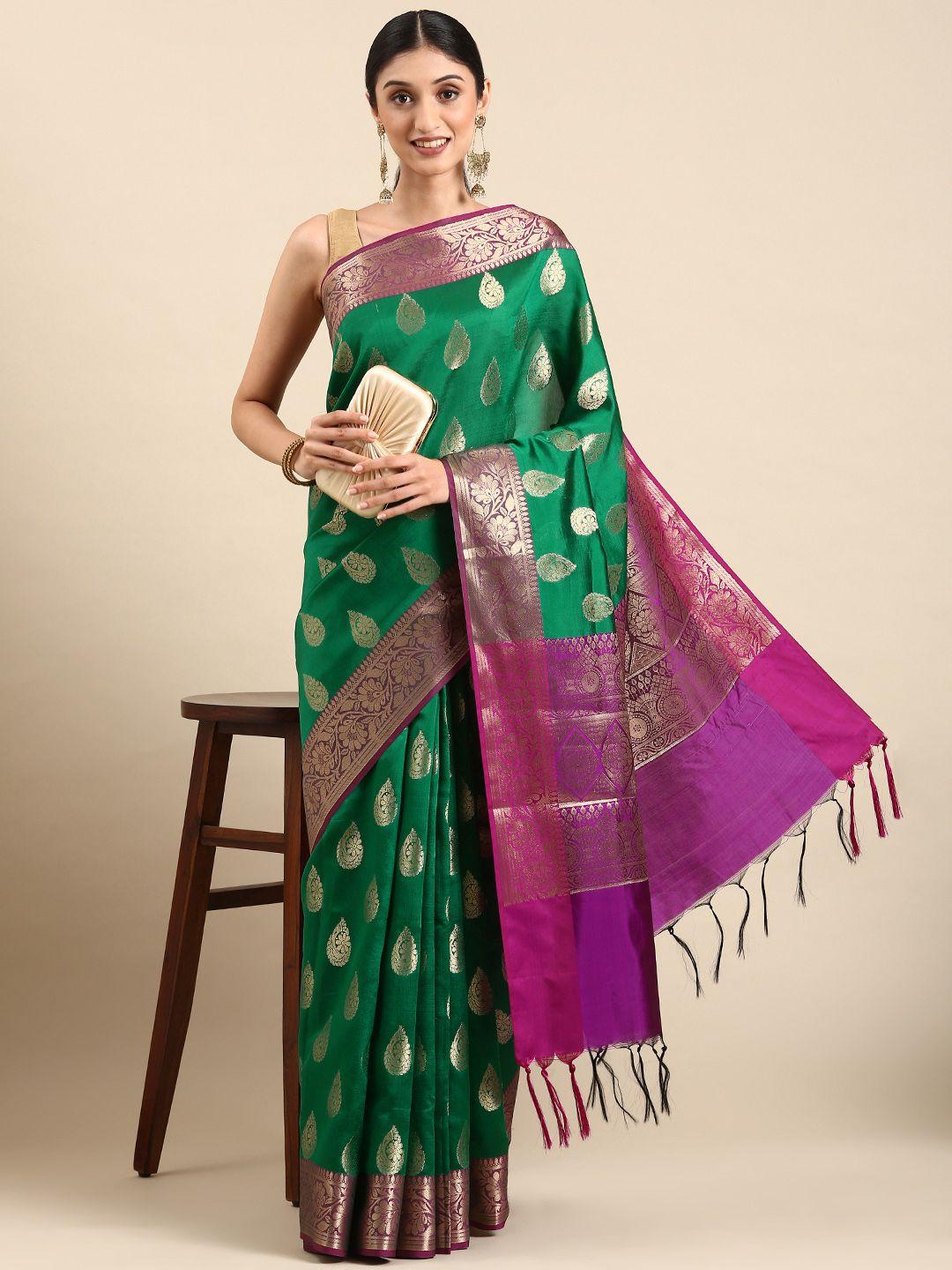 swatika ethnic motifs zari silk blend banarasi saree