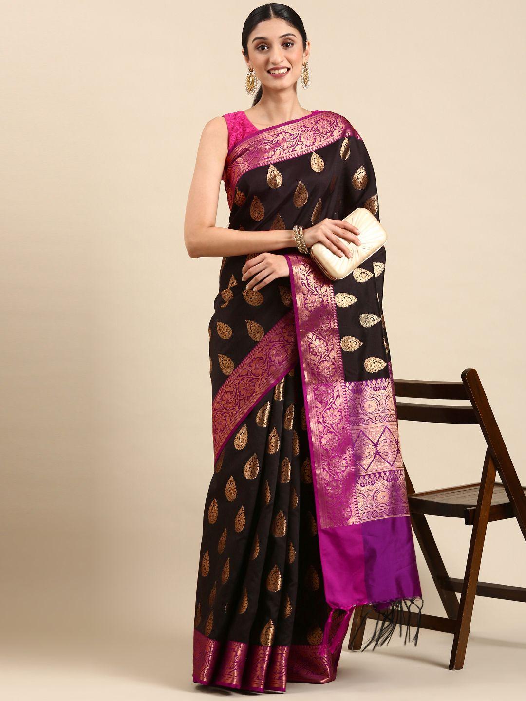 swatika ethnic motifs zari silk blend banarasi saree